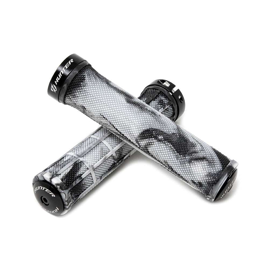 PUÑOS MTB CAUCHO TPR 130 MM 1 ARO TAPA DE ALUMINIO NEGRO HTR