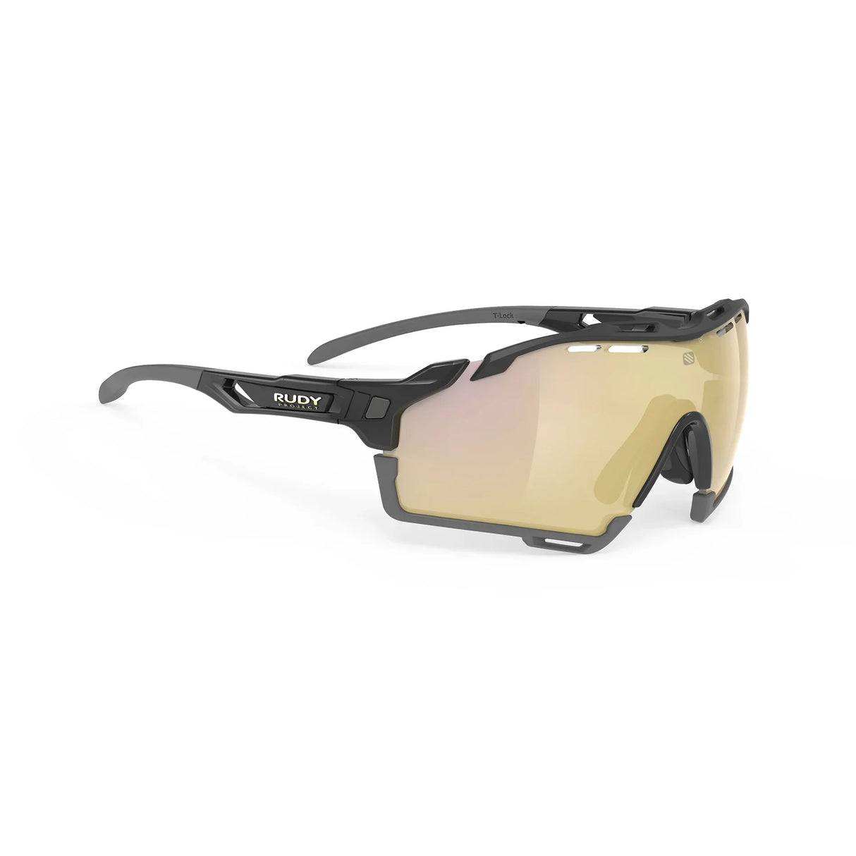 LENTES CUTLINE / NEGRO BRILLANTE MICA MULTI DORADA