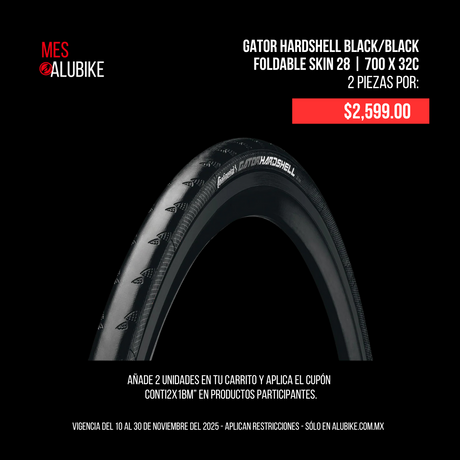 LLANTA CONTINENTAL 32-622 GATOR HARDSHELL BLACK/BLACK FOLDABLE SKIN 28 | 700 X 32C