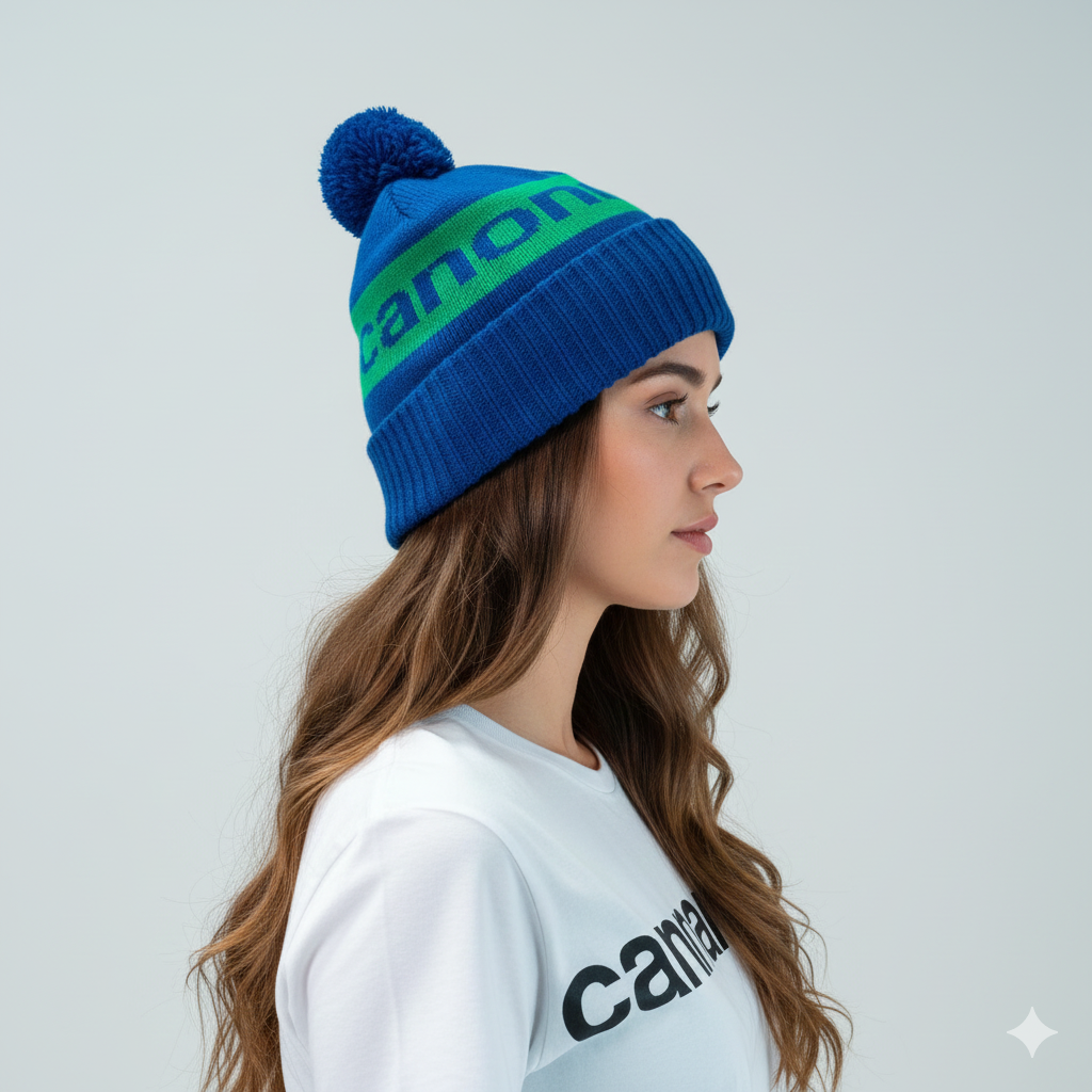 GORRO CON POMPON UNITALLA AZUL