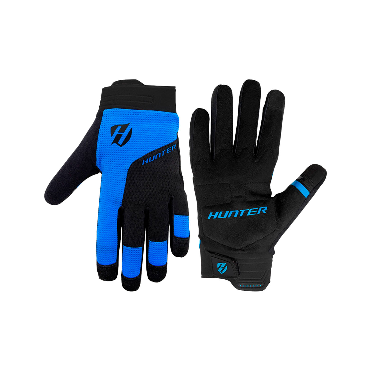 GUANTES COMPLETO PARA MTB NEGRO/AZUL HUNTER MOD. XC